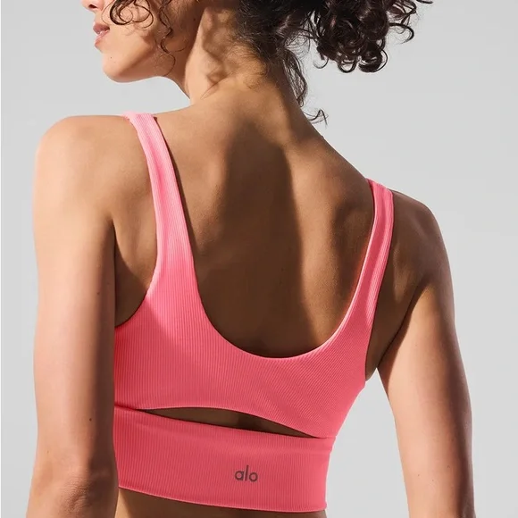 Alo Yoga Slit Bra - Neon Bubblegum - Picture 3 of 3